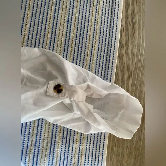 Marysia Resort Blouse White Three-Quarter Sleeve with V-Neck Sz Small - Picture 6 of 15